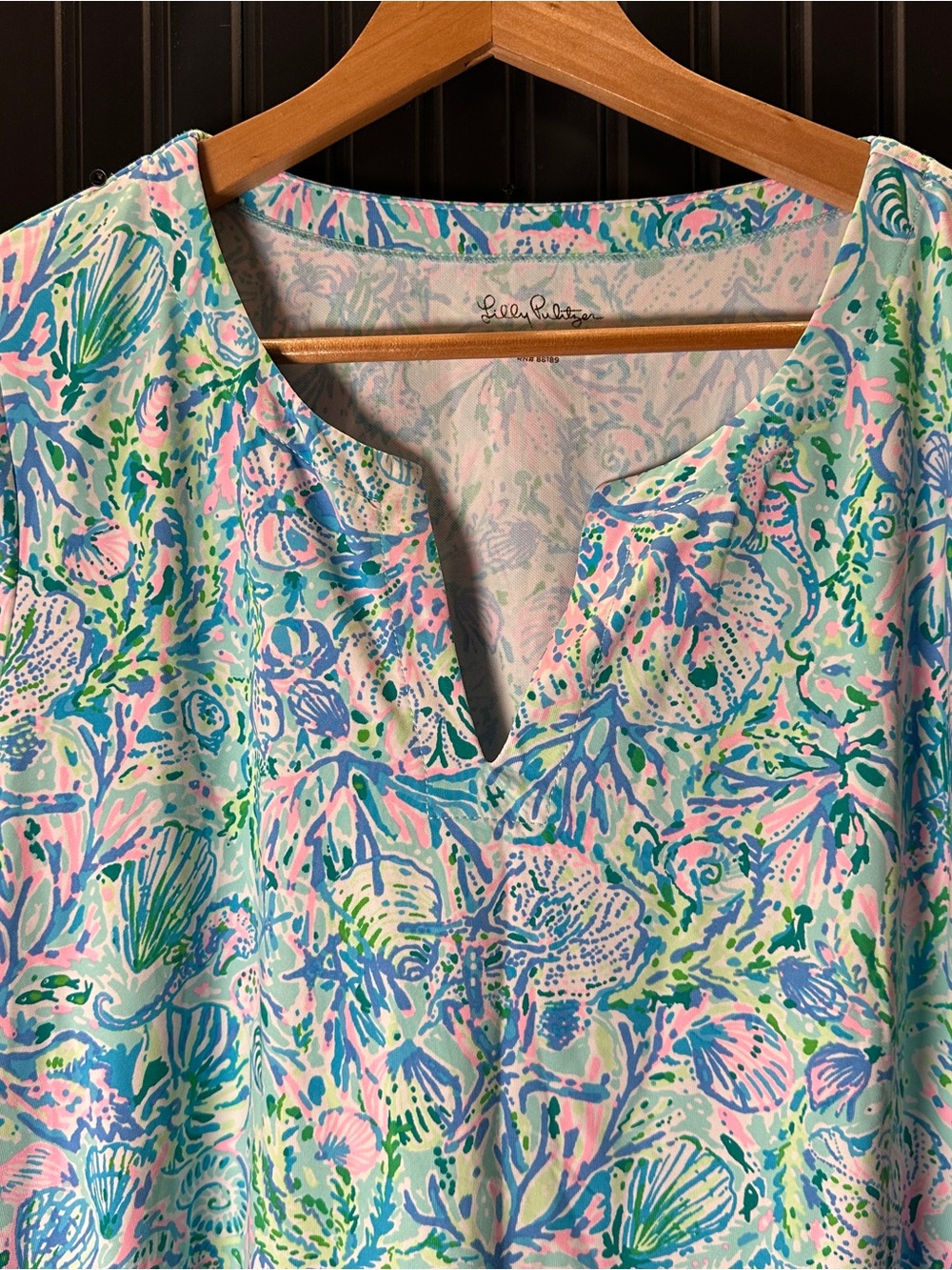 Lilly Pulitzer Soleil It On Me Surf Blue and Pink Mixed-Print Tunic - Picture 8 of 11